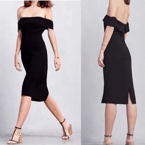 Reformation Carrera Black Off Shoulder Dress - XS